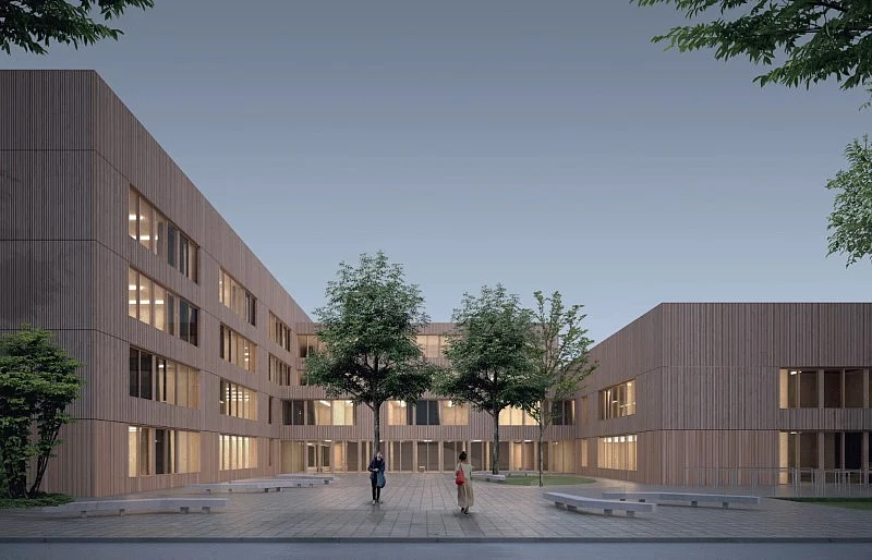 Gymnasium Erich-Kästner-Straße Visualisierung © Glass Kramer Löbbert