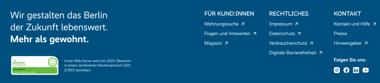 Unterer Seitenbereich, der sogenannte Footer