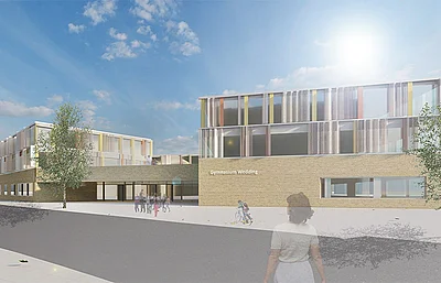 Frontansicht der Schule 
