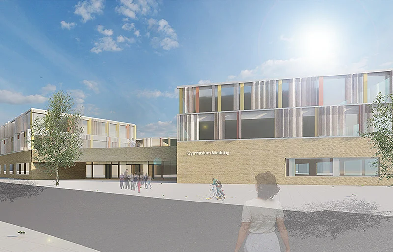 Frontansicht der Schule 