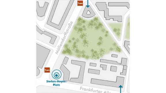 Lageplan des Stefan-Heym-Platzes