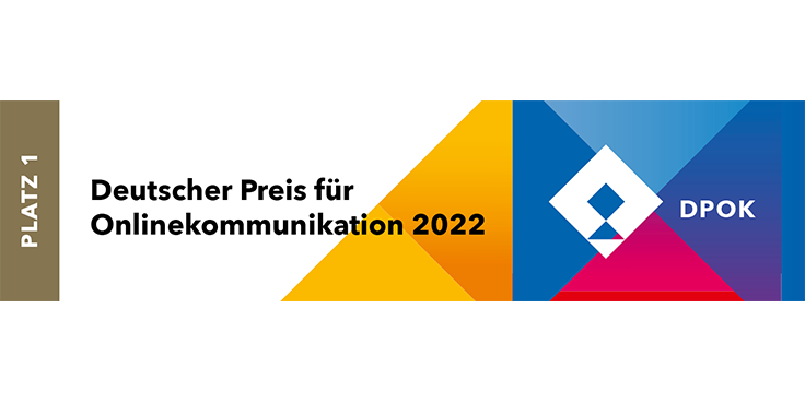 Logo Erster Platz Deutscher Preis für Onlinekommunikation 2022