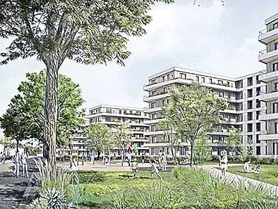 Blick Richtung Norden in das Quartier entlang der Detlevstraße