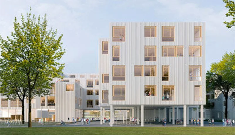 Außenansicht Gymnasium Allee der Kosmonauten 