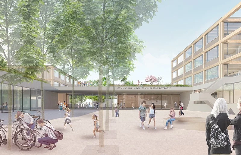 Gymnasium Erich-Kästner-Straße Visualisierung © Grüntuch Ernst