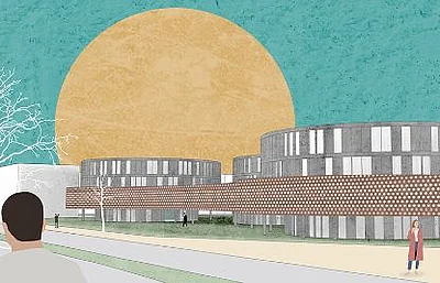 Frontansicht der Schule