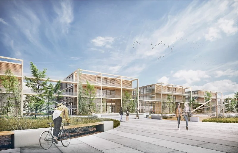 Gymnasium Erich-Kästner-Straße Visualisierung © Heinle Wischer