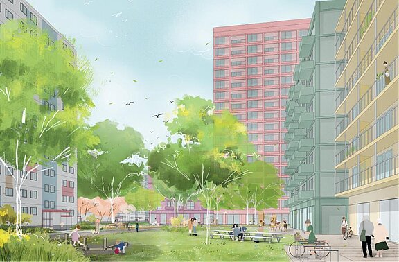 Visualisierung Außen © Teleinternetcafe Architektur