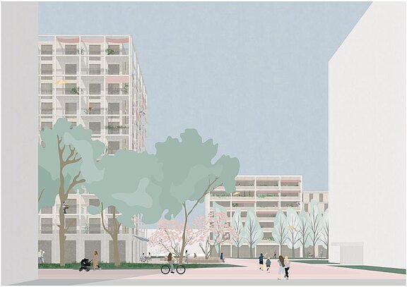 Visualisierung Außen © DFZ Architekten