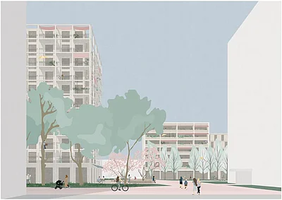 Visualisierung Außen © DFZ Architekten