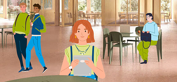 Illustration einer Schulkantine