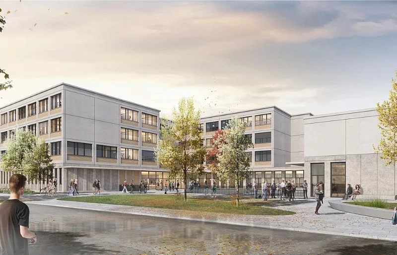 Gymnasium Erich-Kästner-Straße Visualisierung © HebstKunkler Architekten