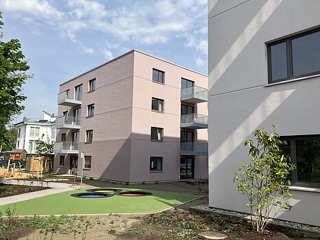 Außenansicht des Neubauprojektes auf der Anne Frank Straße