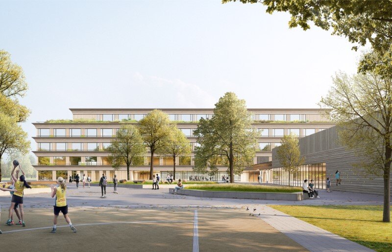 Bild – Gymnasium Erich-Kästner-Straße Visualisierung © a + r Architekten