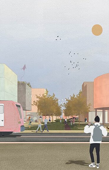 Visualisierung © Karlsruher Institut für Technologie (KIT), Fakultät für Architektur, Institut Entwerfen von Stadt und Landschaft