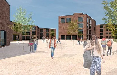 Frontansicht der Schule