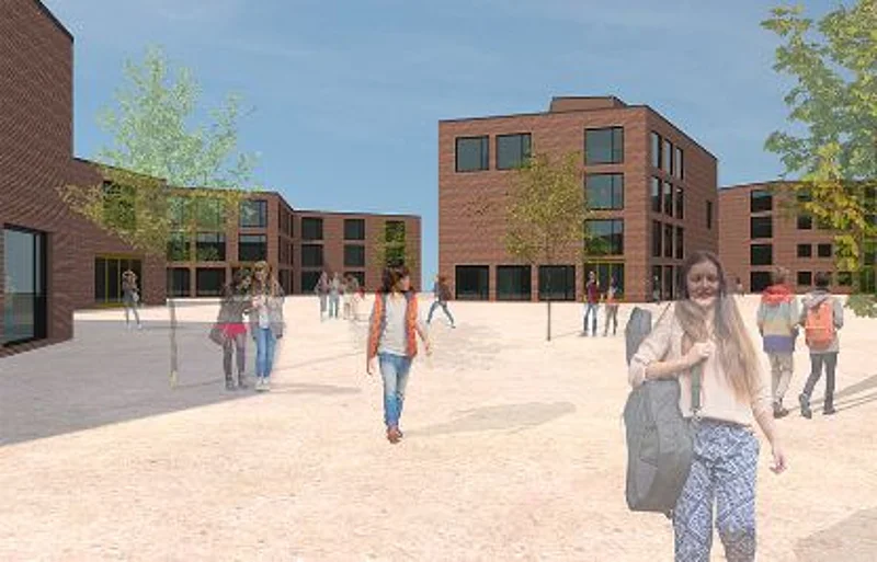 Frontansicht der Schule