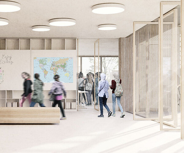 Gymnasium Erich-Kästner-Straße Visualisierung Innen © Hausmann Architekten
