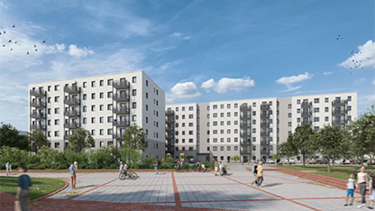 Bild – Visualisierung des Neubauprojekts auf der Schkeuditzer Straße 1-3