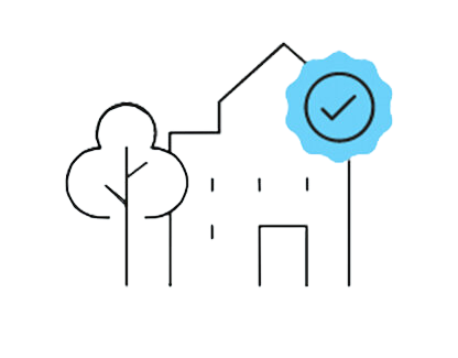 Icon eines Hauses mit einem Siegel