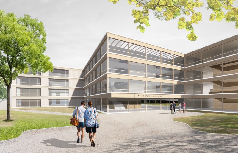 Bild – Gymnasium Erich-Kästner-Straße Visualisierung © kleyer.koblitz.letzel.freivogel.