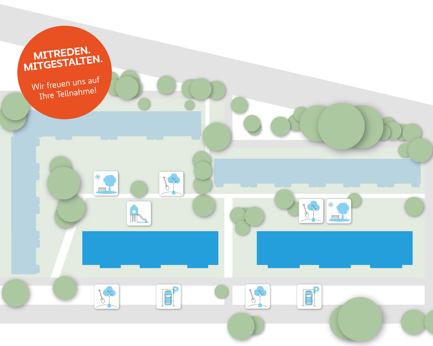 Lageplan Freiaumwerkstadt, Außenanlagen der Joachimsthaler Straße 1–7/Plauener Straße 8–26 