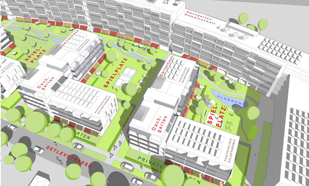 Entwurf der Wohnanlage in der Detlevstrasse