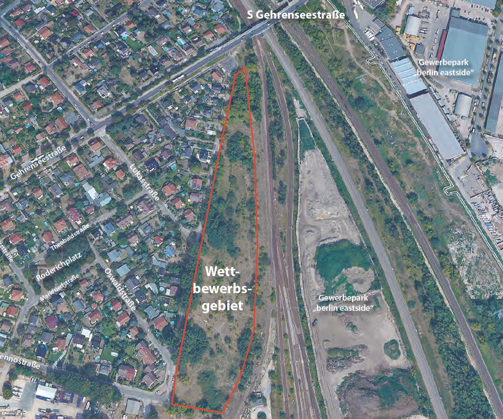 Luftbild des Wettbewerbgebiets Detlevstrasse